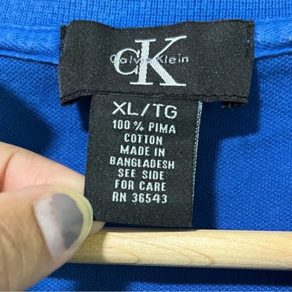 Calvin Klein Men’s XL Pima Cotton Polo Shirt in Royal Blue - Classic Fit - Picture 8 of 13